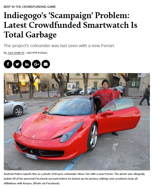 Crowd Funding Fraud Ferrari