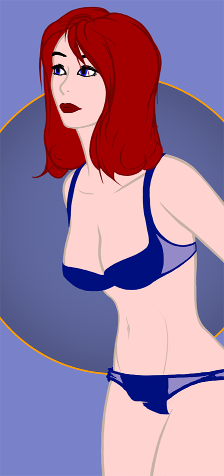Redhead in blue